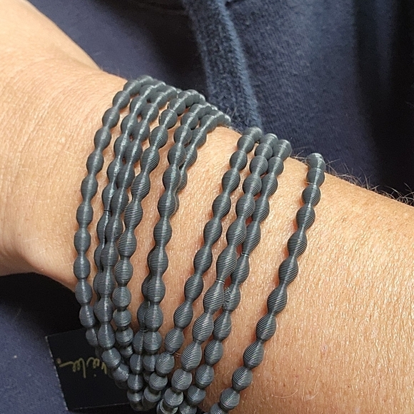 Cookie Lee Steel Gray Set Of 10 Stretch Bangle Bracelets #88051 NWT - Picture 6 of 7